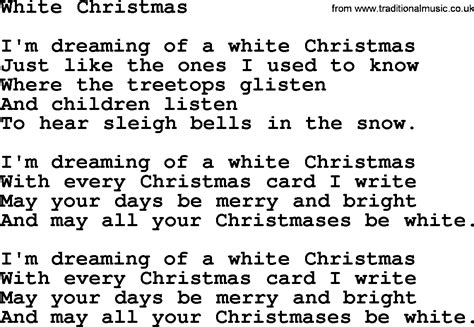 White Christmas lyrics credits, cast, crew of song