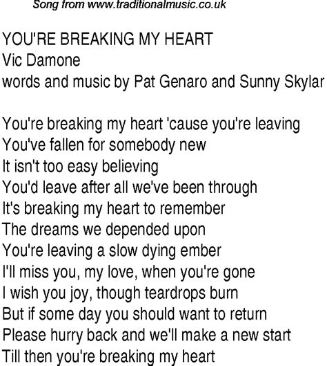 You're Breaking My Heart lyrics credits, cast, crew of song