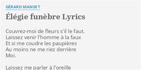 Élégie funèbre lyrics [Gérard Manset]