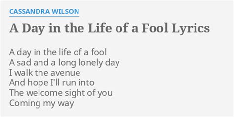 A Day in the Life of a Fool lyrics [The Arbors]