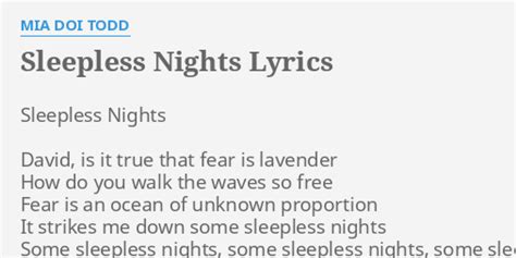 A Sleepless Night lyrics [David Werner]