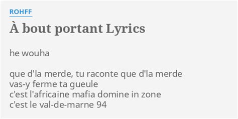 A bout portant lyrics [Rohff]