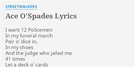 Ace O' Spades lyrics [Streetwalkers]