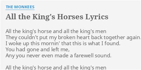 All the King’s Horses lyrics [David Geraghty]