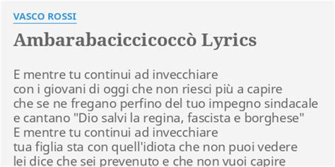 Ambarabaciccicoccò lyrics [Vasco Rossi]