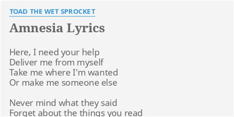 Amnesia lyrics [Toad the Wet Sprocket]