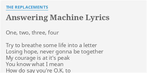 Answering Machine lyrics [Hunting Hearts]