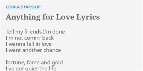 Anything for Love lyrics [Cobra Starship]