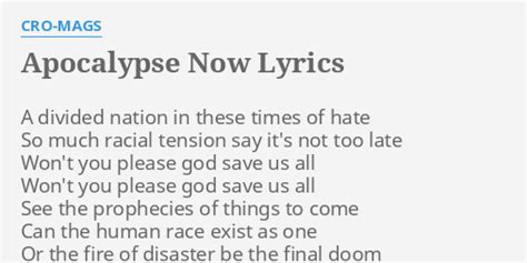 Apocalypse Now lyrics [Cro-Mags]