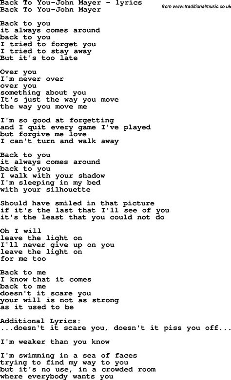 Back To You lyrics [CusaX]