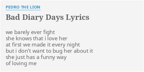 Bad Diary Days lyrics [Pedro The Lion]