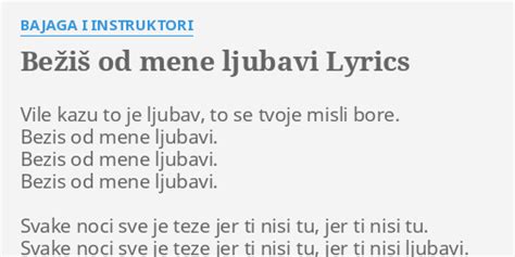 Bežiš Od Mene, Ljubavi lyrics [Momčilo Bajagić Bajaga]