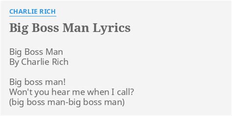 Big Boss Man lyrics [B.B. King]