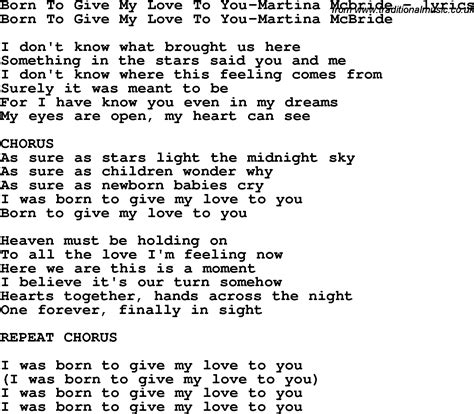 Born To Give My Love To You lyrics [Martina McBride]