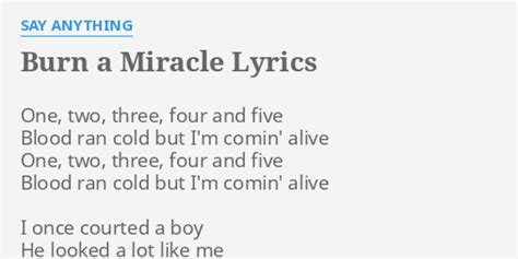 Burn A Miracle lyrics [Say Anything]