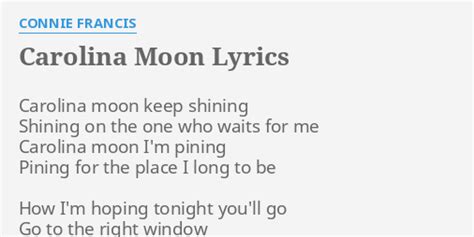 Carolina Moon lyrics [Connie Francis]