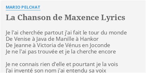 Chanson de Maxence lyrics [Jacques Revaux]