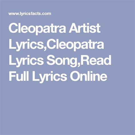 Cleopatra lyrics [Agape]