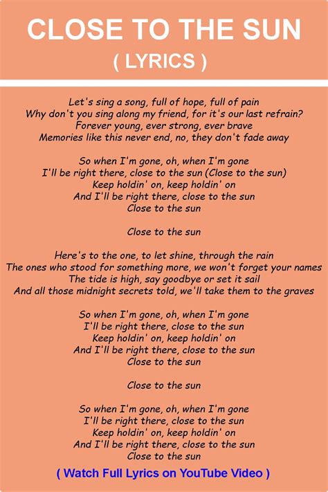 Closer to the Sun lyrics [Autumn Tears]