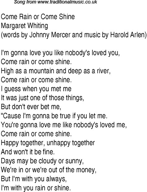 Come Rain or Come Shine lyrics [Tony Bennett]