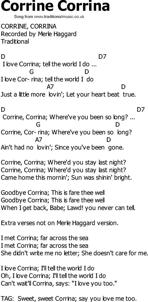 Corrine, Corrina lyrics [Hammie Nixon]