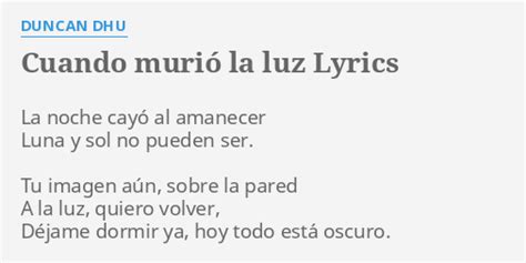 Cuando murió la luz lyrics [Duncan Dhu]