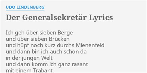 Der Generalsekretär lyrics [Udo Lindenberg]