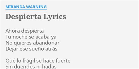 Despierta lyrics [Miranda Warning]