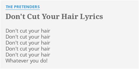 Don't Cut Your Hair lyrics [Pretenders]