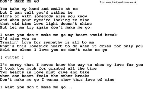 Don't Make Me Go lyrics [Johnny Cash]