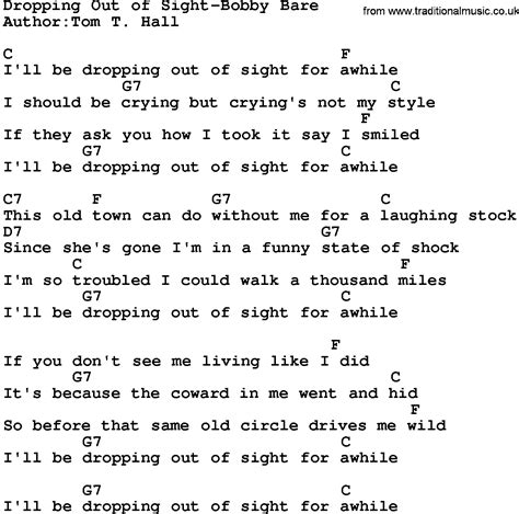 Dropping Out Of Sight lyrics [Bobby Bare]