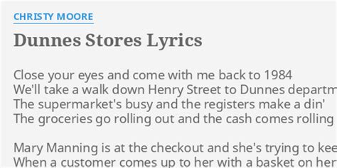 Dunnes Stores lyrics [Christy Moore]