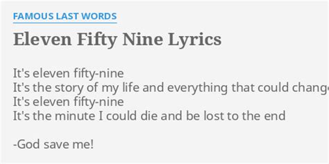 Eleven Fifty Nine lyrics [Famous Last Words]