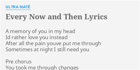 Every Now And Then lyrics [Ultra Naté]