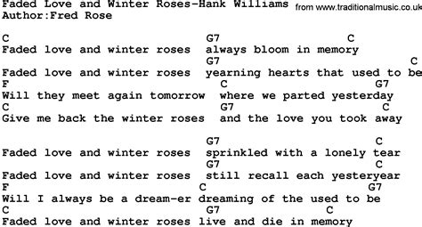 Faded Love And Winter Roses lyrics [Hank Williams]