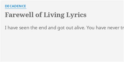 Farewell of Living lyrics [Decadence (GR)]