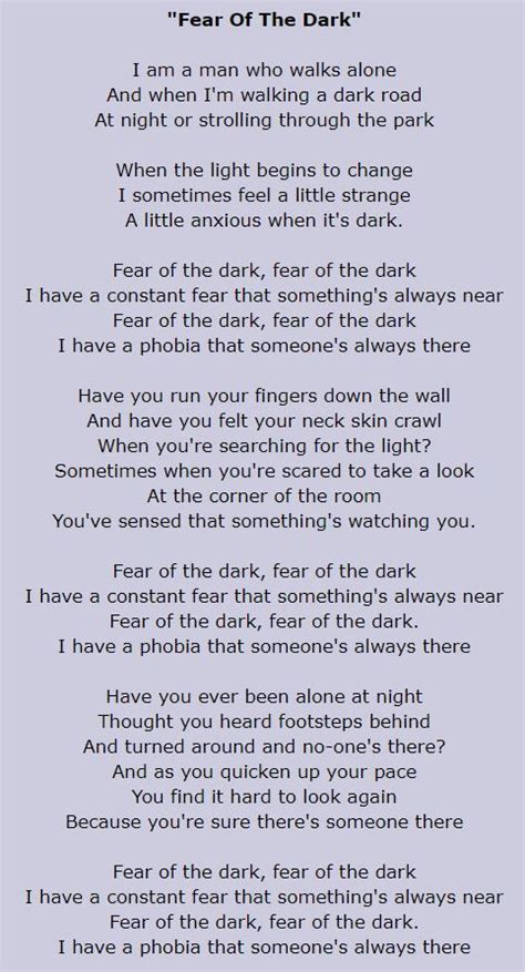 Fear of the Dark lyrics [Danny Vash]