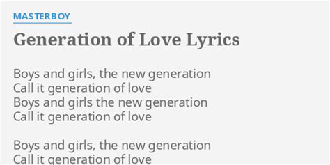 Generation of Love lyrics [Masterboy]