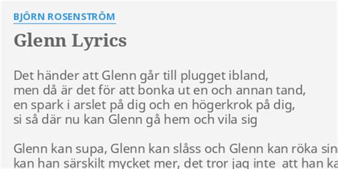 Glenn lyrics [Björn Rosenström]