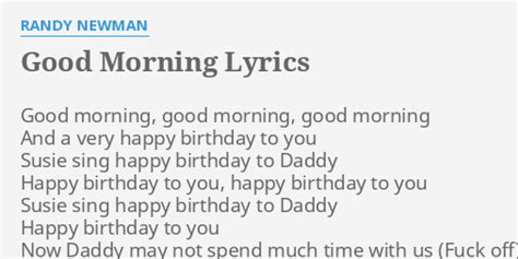 Good Morning lyrics [Randy Newman]