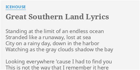 Great Southern Land lyrics [Icehouse]