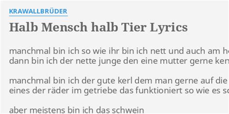 Halb Mensch, halb Tier lyrics [KrawallBrüder]