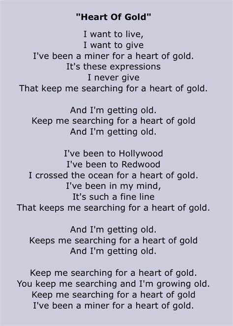 Heart of gold lyrics [Matt Haughey & Henry Phipps]