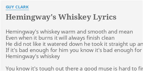 Hemingway's Whiskey lyrics [Guy Clark]