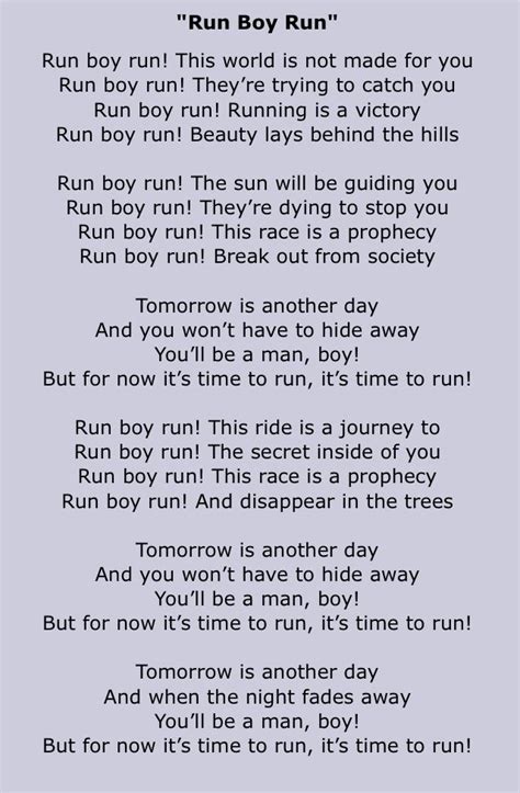 I Would Fly lyrics [Run Boy Run]