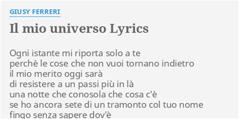 Il Mio Universo lyrics [Giusy Ferreri]