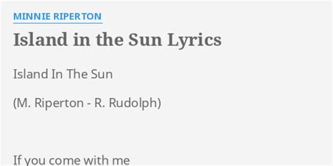 Island In The Sun lyrics [Minnie Riperton]