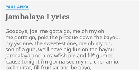 Jambalaya lyrics [Paul Anka]