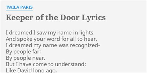Keeper Of The Door lyrics [Twila Paris]