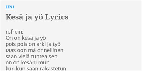 Kesä ja yö lyrics [Eini]